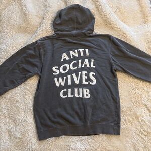 Hubs and Hers Anti Social Wives Club Charcoal Hoodie